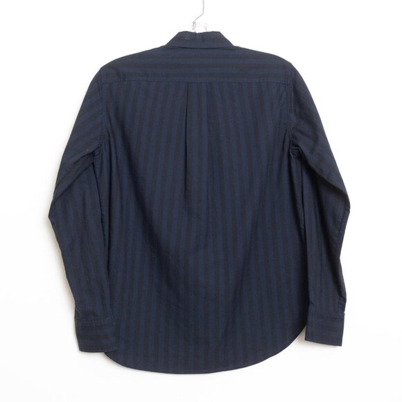 Everlane The Must-Have Shirt in Silky Cotton Navy Black Striped Relaxed Fit - Picture 4 of 14